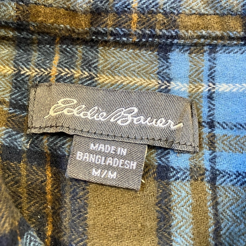 Eddie Bauer Blue and Brown Checkered Shirt - Picture 2 of 5